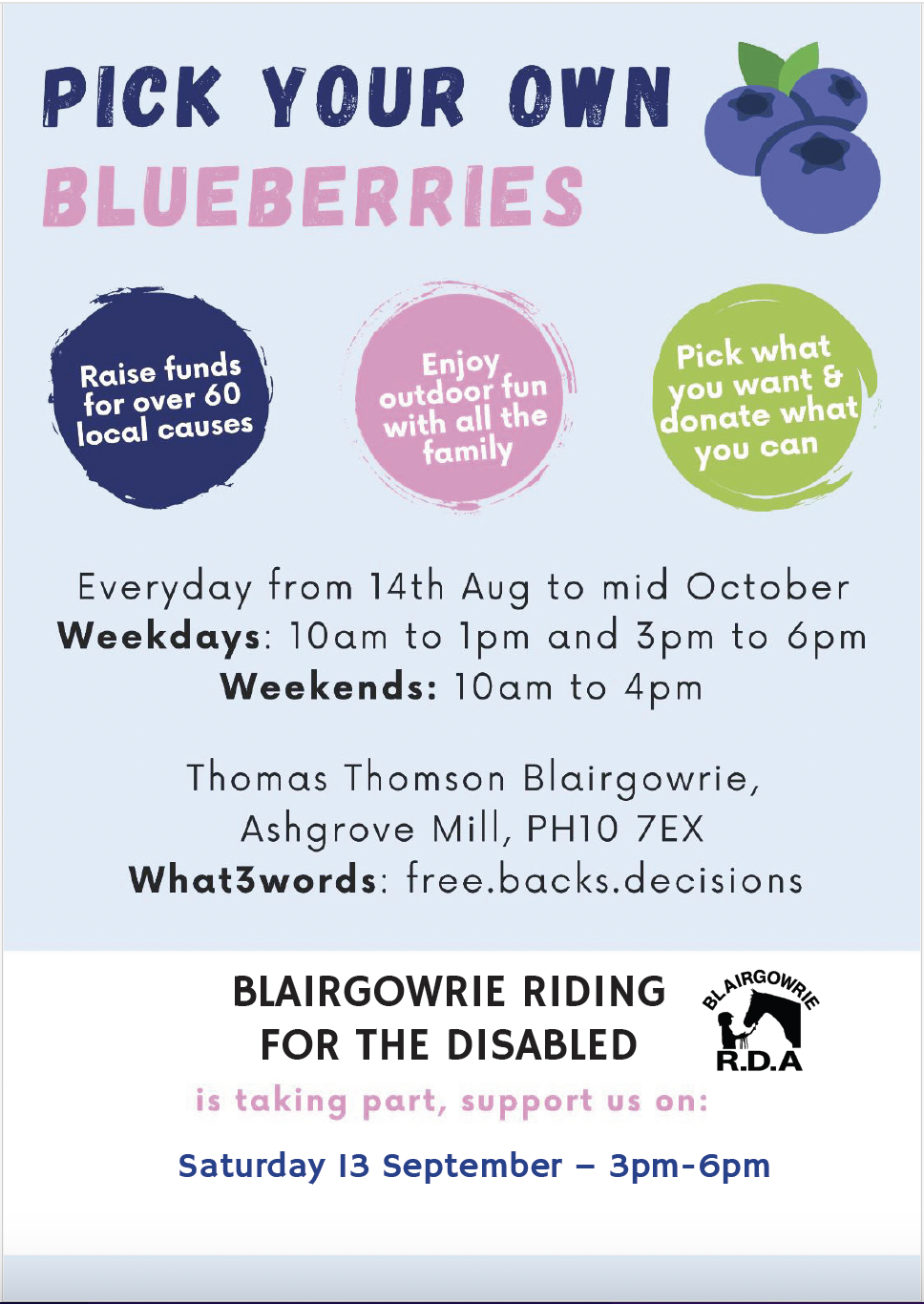 Blairgowrie Riding for the Disabled Blueberry Picking