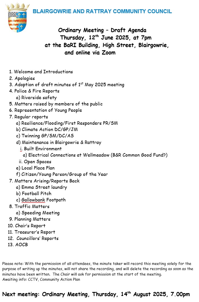 BRCC Meeting Agenda