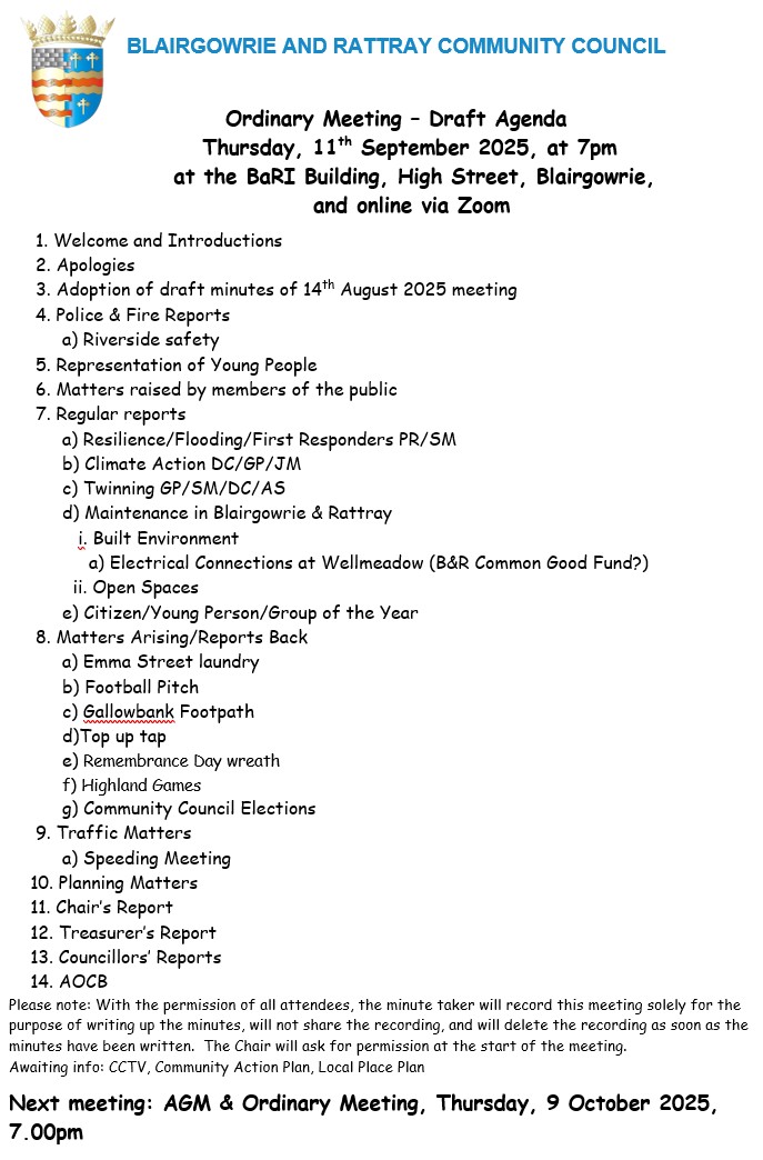 BRCC Meeting Agenda