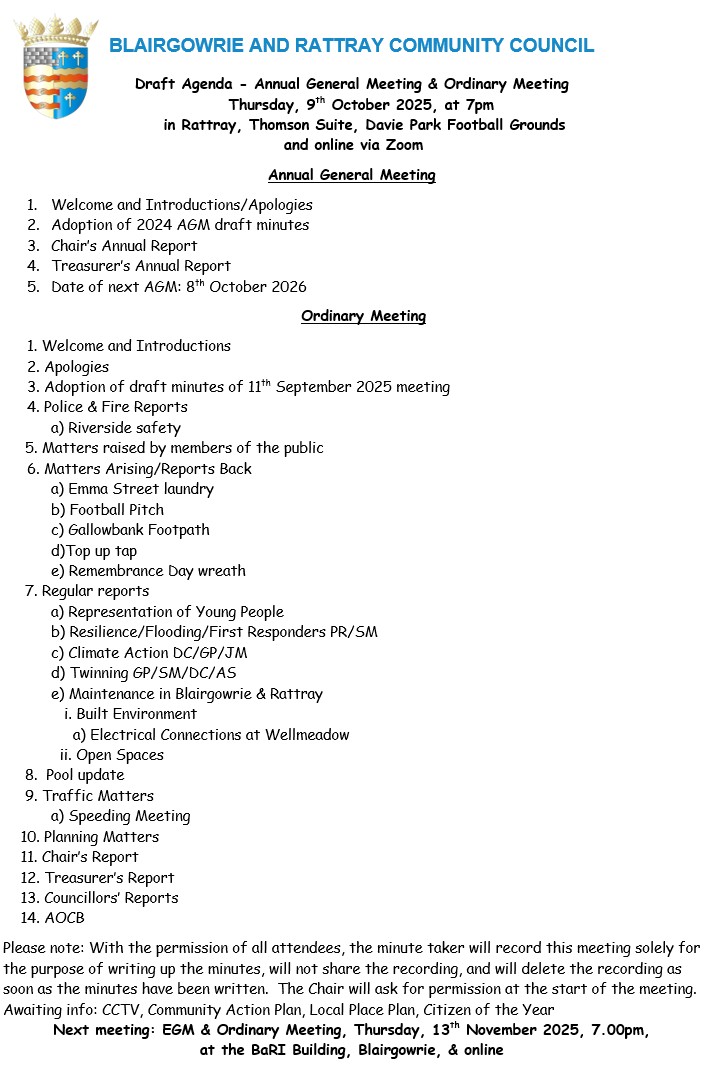 BRCC Meeting Agenda